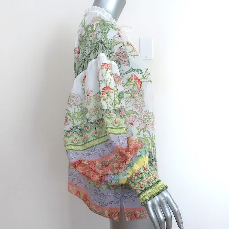 Alice   Olivia Blouse à Manches Longues Julius Imprimé Floral Coton-Soie Taille Moyenne