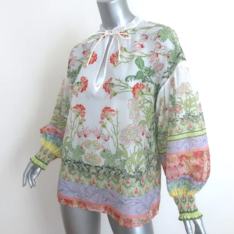 Alice   Olivia Blouse à Manches Longues Julius Imprimé Floral Coton-Soie Taille Moyenne