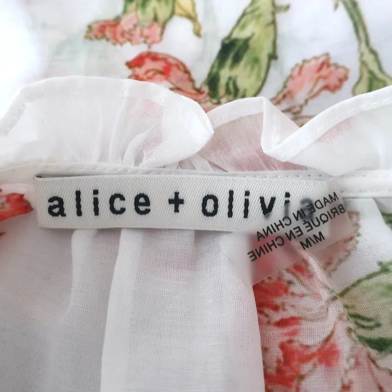 Alice   Olivia Blouse à Manches Longues Julius Imprimé Floral Coton-Soie Taille Moyenne