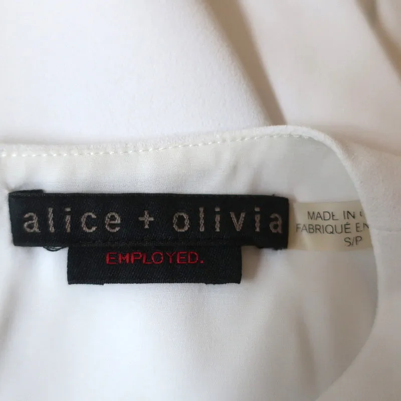 Alice   Olivia Débardeur Gayle Blanc Crêpe Taille Petite Blouse Sans Manches