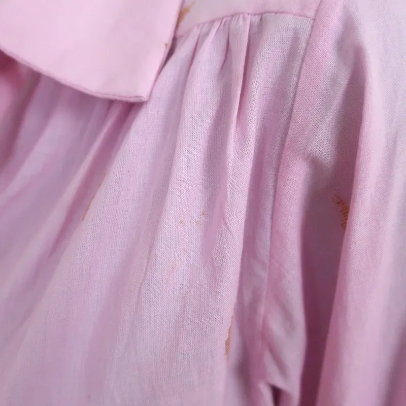 Chemise à boutons Alix de Bohême en ikat rose et or, taille petit, manches longues