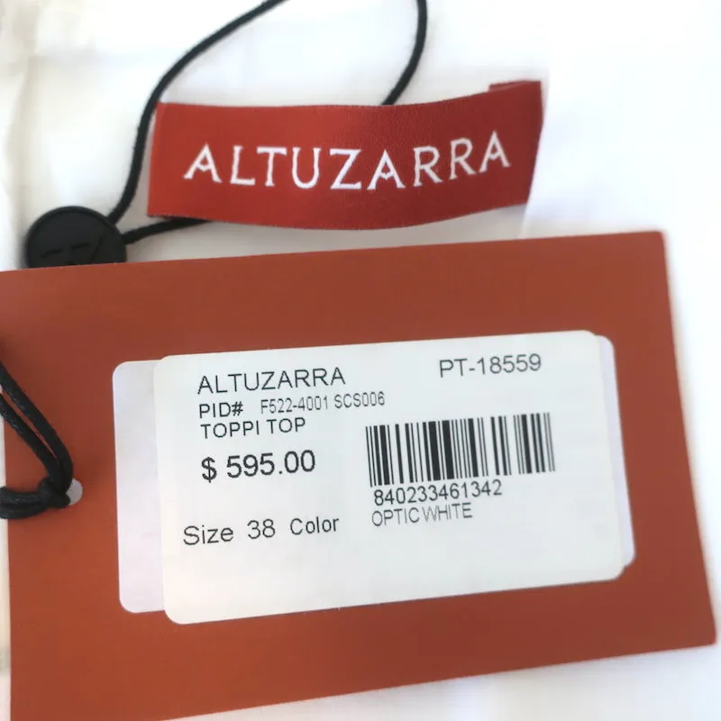 Altuzarra Top Enveloppant Toppi Blanc en Coton Élastique Taille 38 Blouse Sans Manches NEUVE