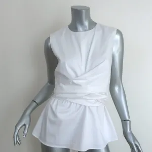 Altuzarra Toppi Wrap Top White Stretch Cotton Size 38 Sleeveless Blouse NEW