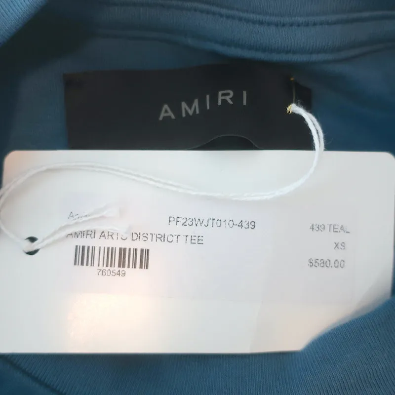 Tee-shirt coupé Amiri Arts District en coton bleu vert taille Extra Small manches courtes Haut NEUF