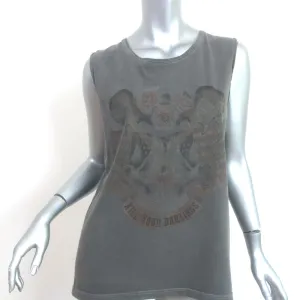ANINE BING Kill Your Darlings Muscle Tank Top Gray Cotton Size Small