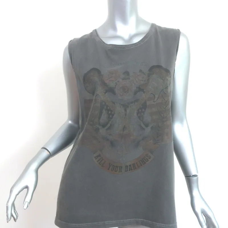 ANINE BING Kill Your Darlings Débardeur Musclé Gris Coton Taille S