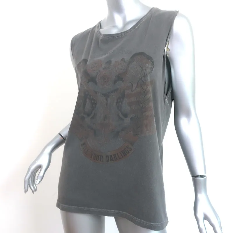 ANINE BING Kill Your Darlings Débardeur Musclé Gris Coton Taille S