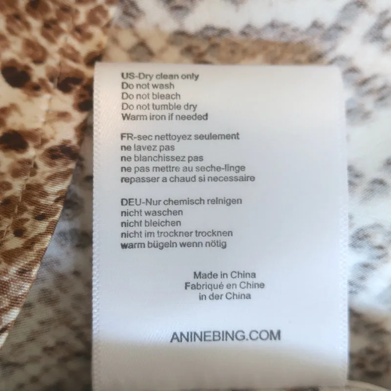 Anine Bing Débardeur en Charmeuse de Soie à Motif Python Beige avec Bordure en Dentelle Taille S NEUF