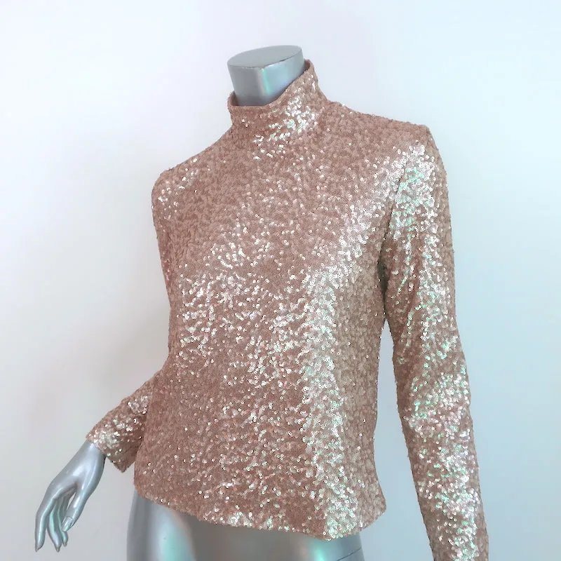 Anine Bing Haut à col montant pailleté or rose Taille S NEUF