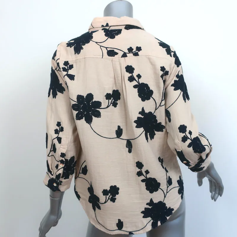 Anthropologie Isabella Sinclair Haut Brodé Beige Taille Très Petite NEUF