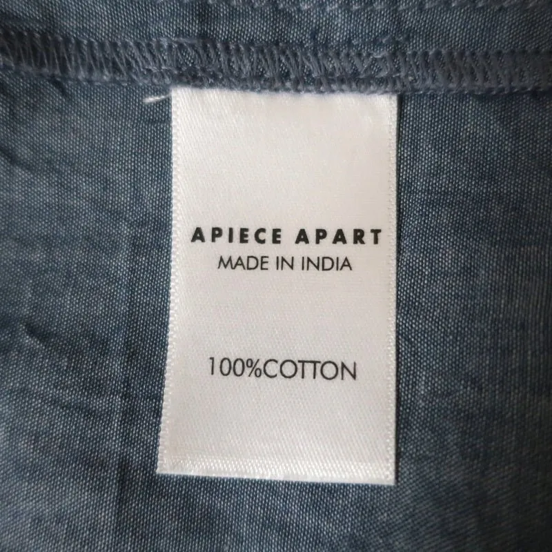 Apiece Apart Haut à Manches Longues en Chambray Coton Taille 6 Blouse à Col en V
