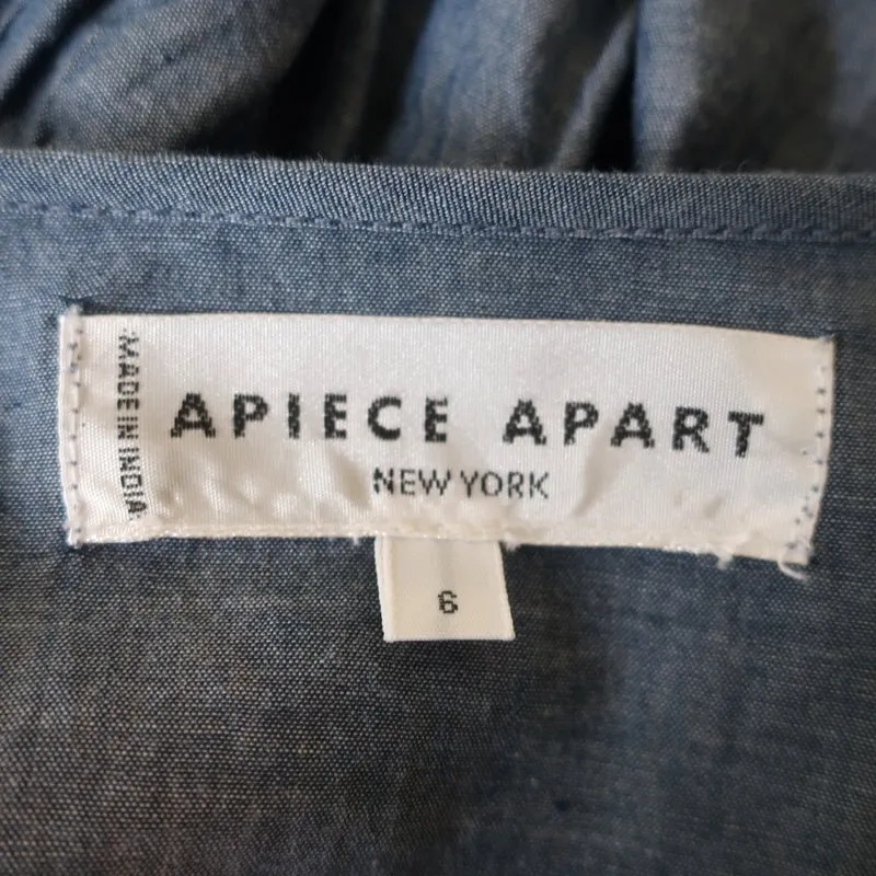 Apiece Apart Haut à Manches Longues en Chambray Coton Taille 6 Blouse à Col en V