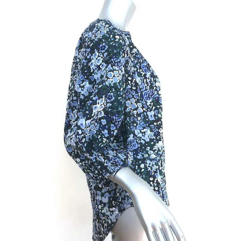 Apiece Apart Haut Mitte Imprimé Fleuri Bleu Taille Très Petite Blouse à Manches 3/4 NEUVE