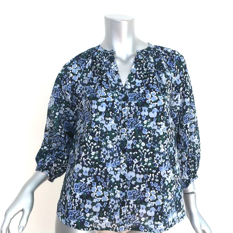Apiece Apart Haut Mitte Imprimé Fleuri Bleu Taille Très Petite Blouse à Manches 3/4 NEUVE