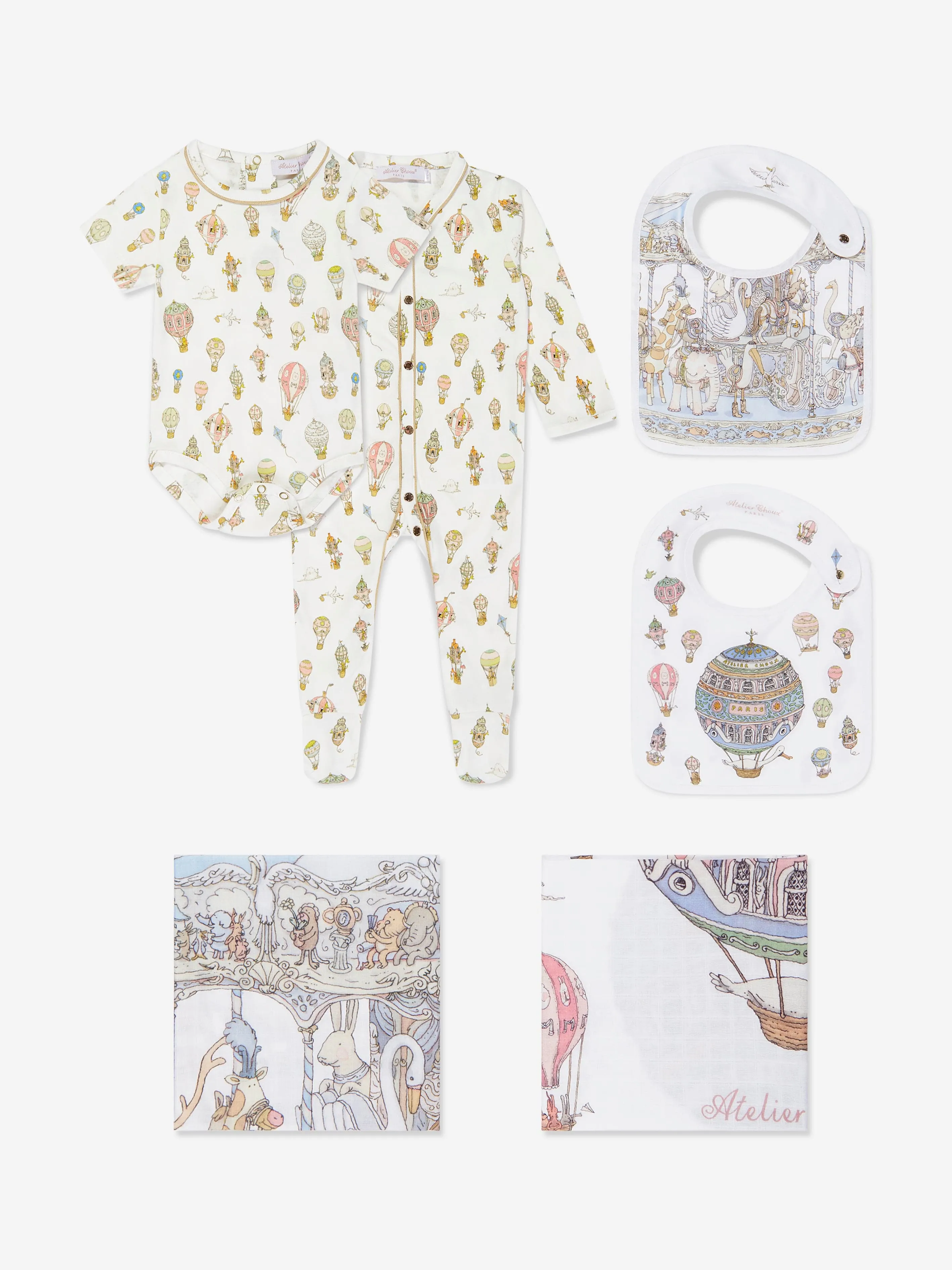 Atelier Choux Coffret Cadeau Luxe Carrousel Bébé en Blanc