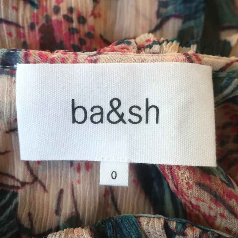 Ba&sh Blouse Baia Imprimé floral turquoise/rose en mousseline Taille 0 Haut à manches longues NEUF
