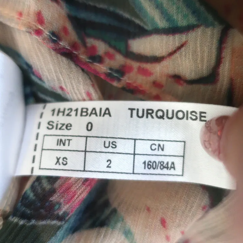 Ba&sh Blouse Baia Imprimé floral turquoise/rose en mousseline Taille 0 Haut à manches longues NEUF