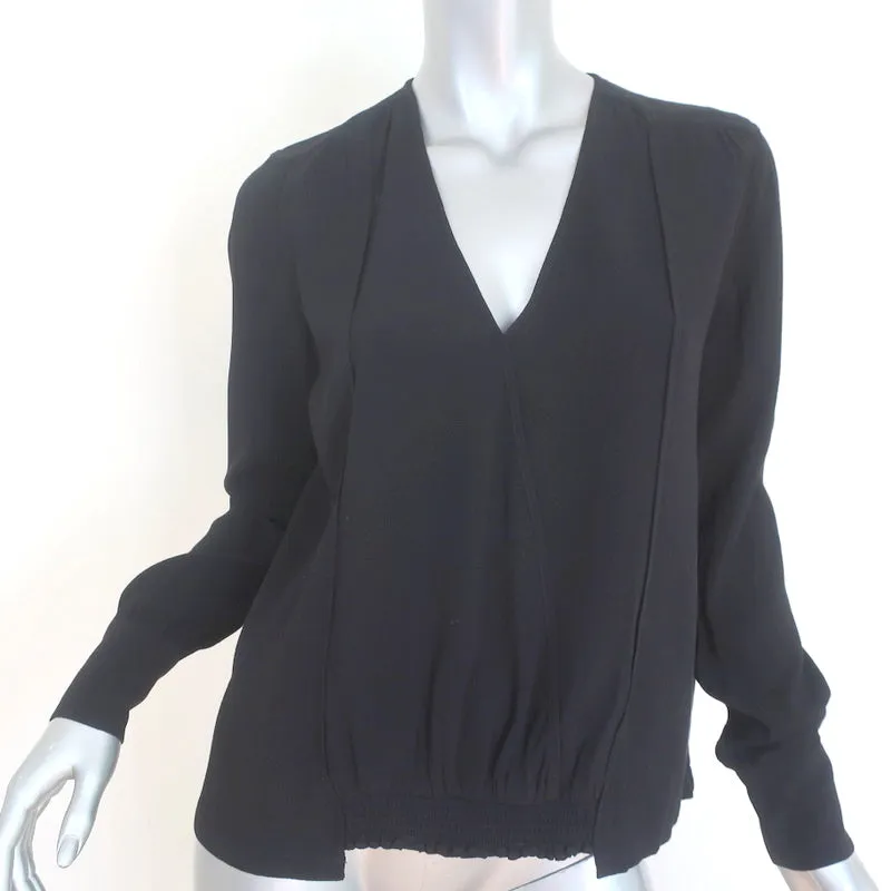 Haut à manches longues Ba&sh Andy en crêpe noir Taille 0 Blouse à col en V