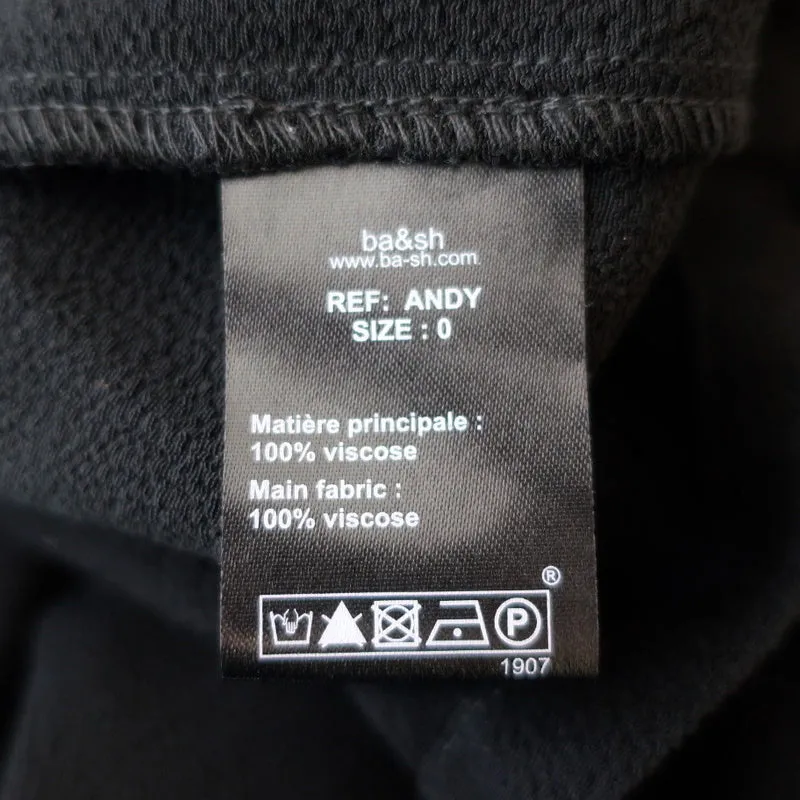 Haut à manches longues Ba&sh Andy en crêpe noir Taille 0 Blouse à col en V