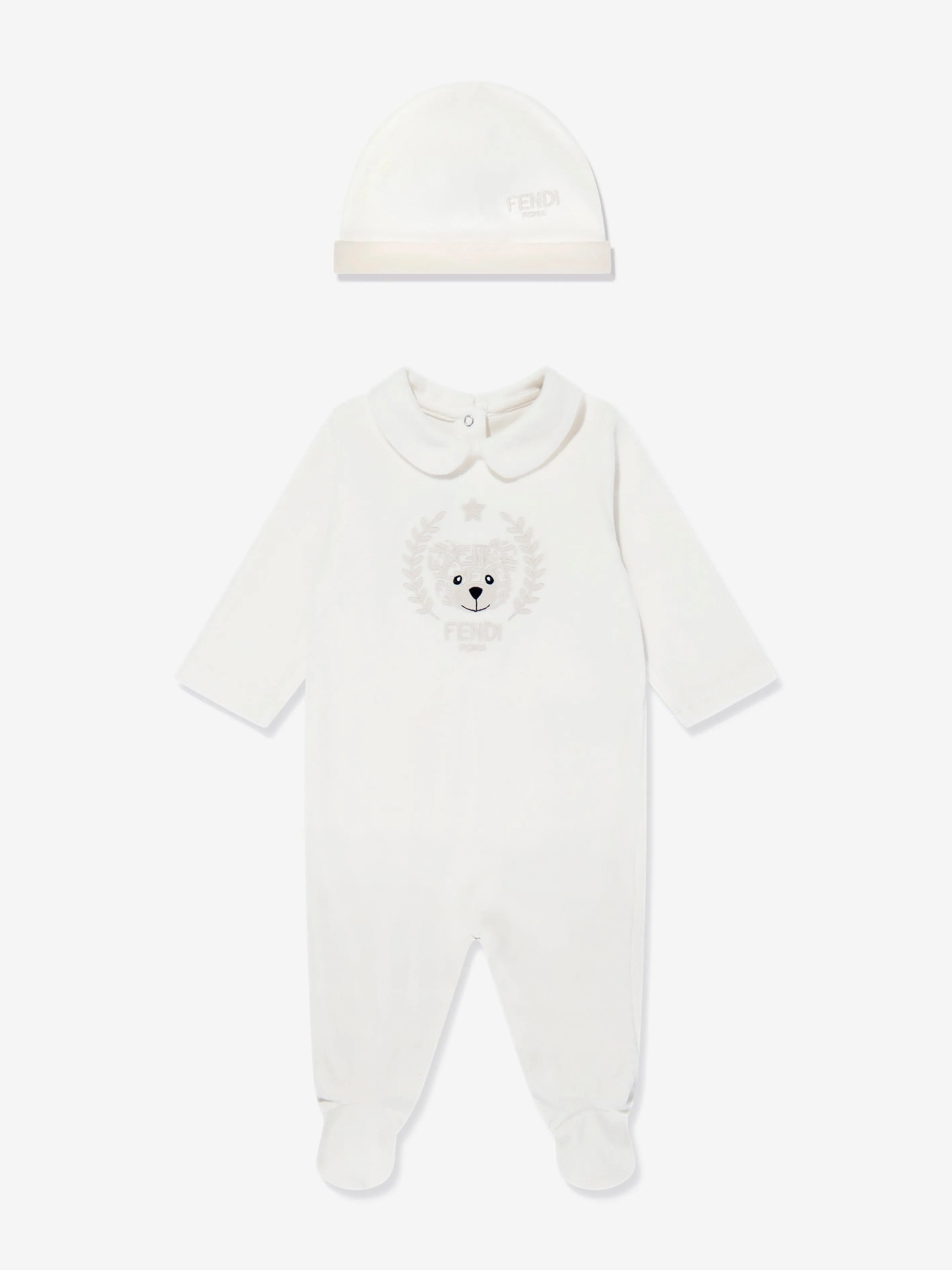 Ensemble Babygrow en Chenille Ourson en Blanc
