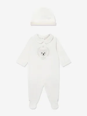Baby Bear Chenille Babygrow Set in White