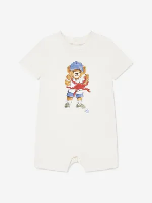 Baby Boys Bear Romper in White