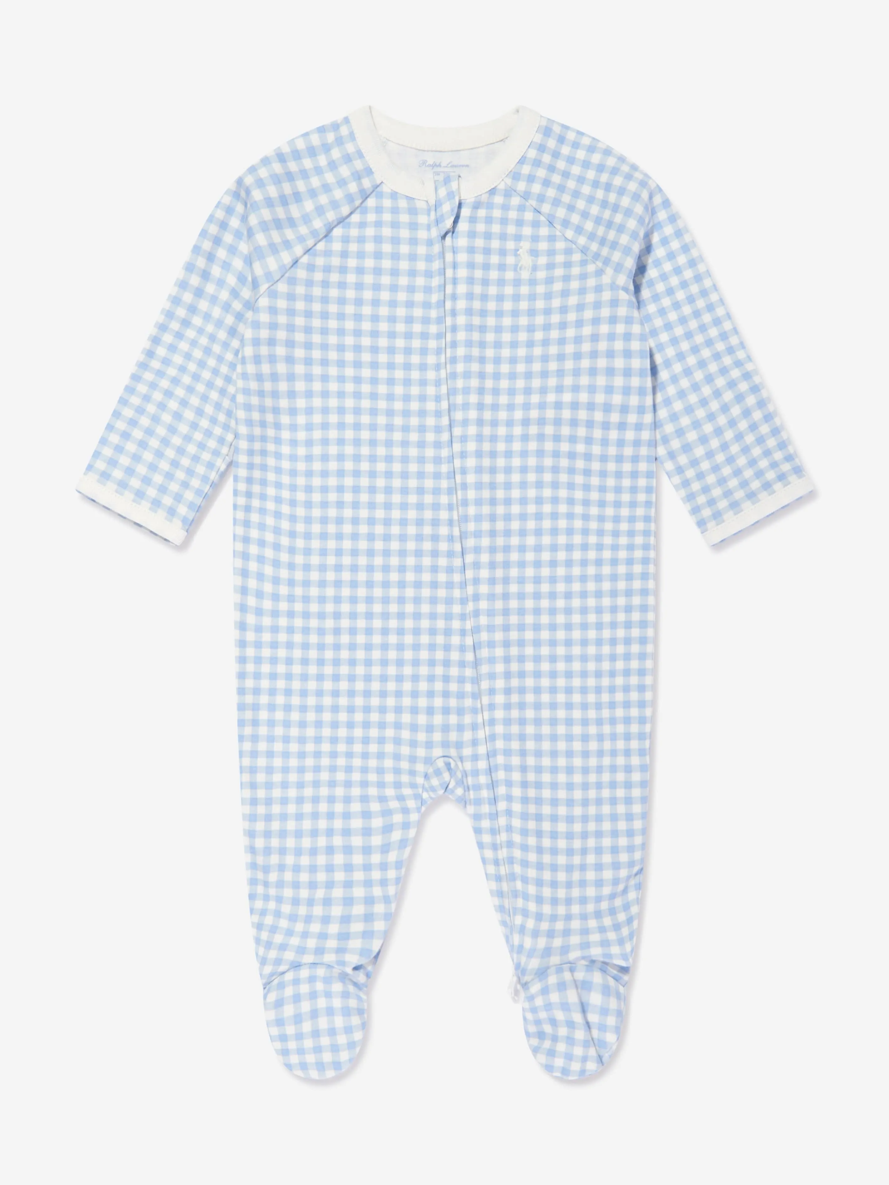 Ensemble de grenouillère en vichy bleu pour bébé garçon
