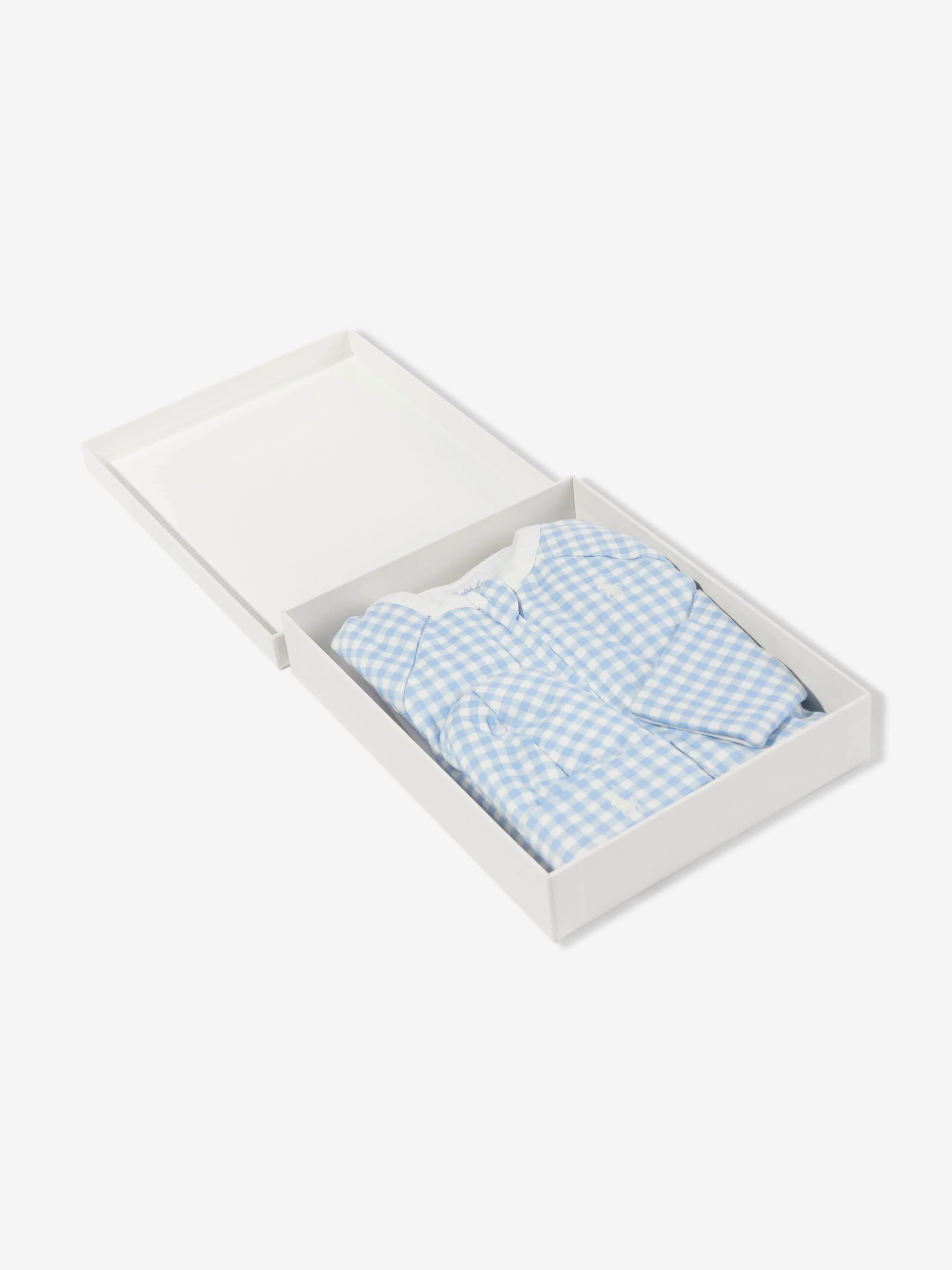 Ensemble de grenouillère en vichy bleu pour bébé garçon