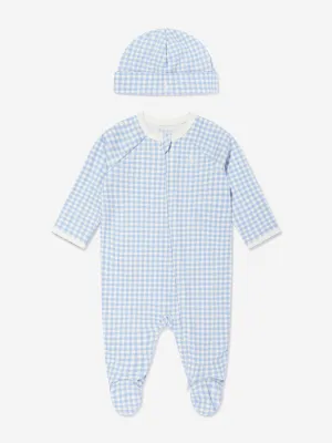Baby Boys Gingham Babygrow Set in Blue