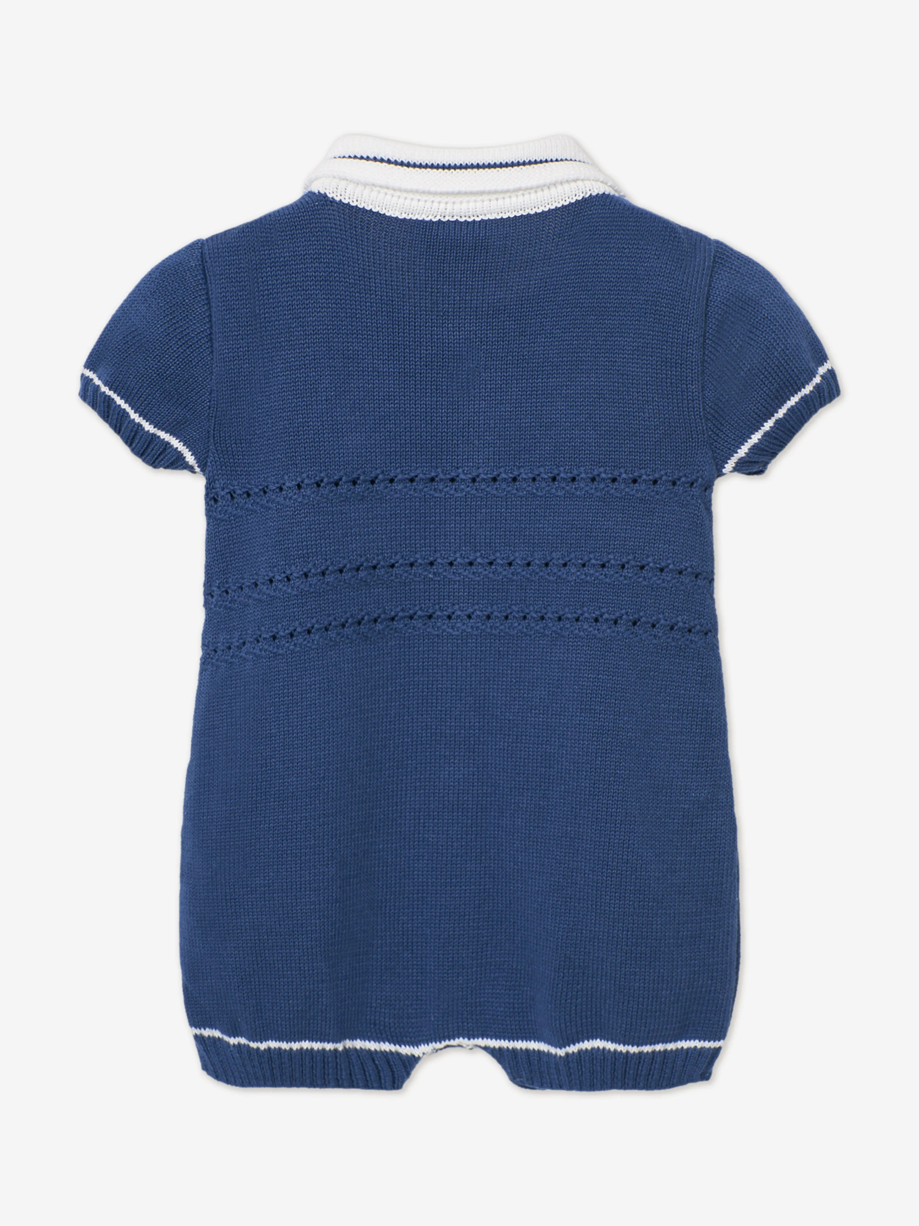 Grenouillère tricotée pour bébé garçon en bleu