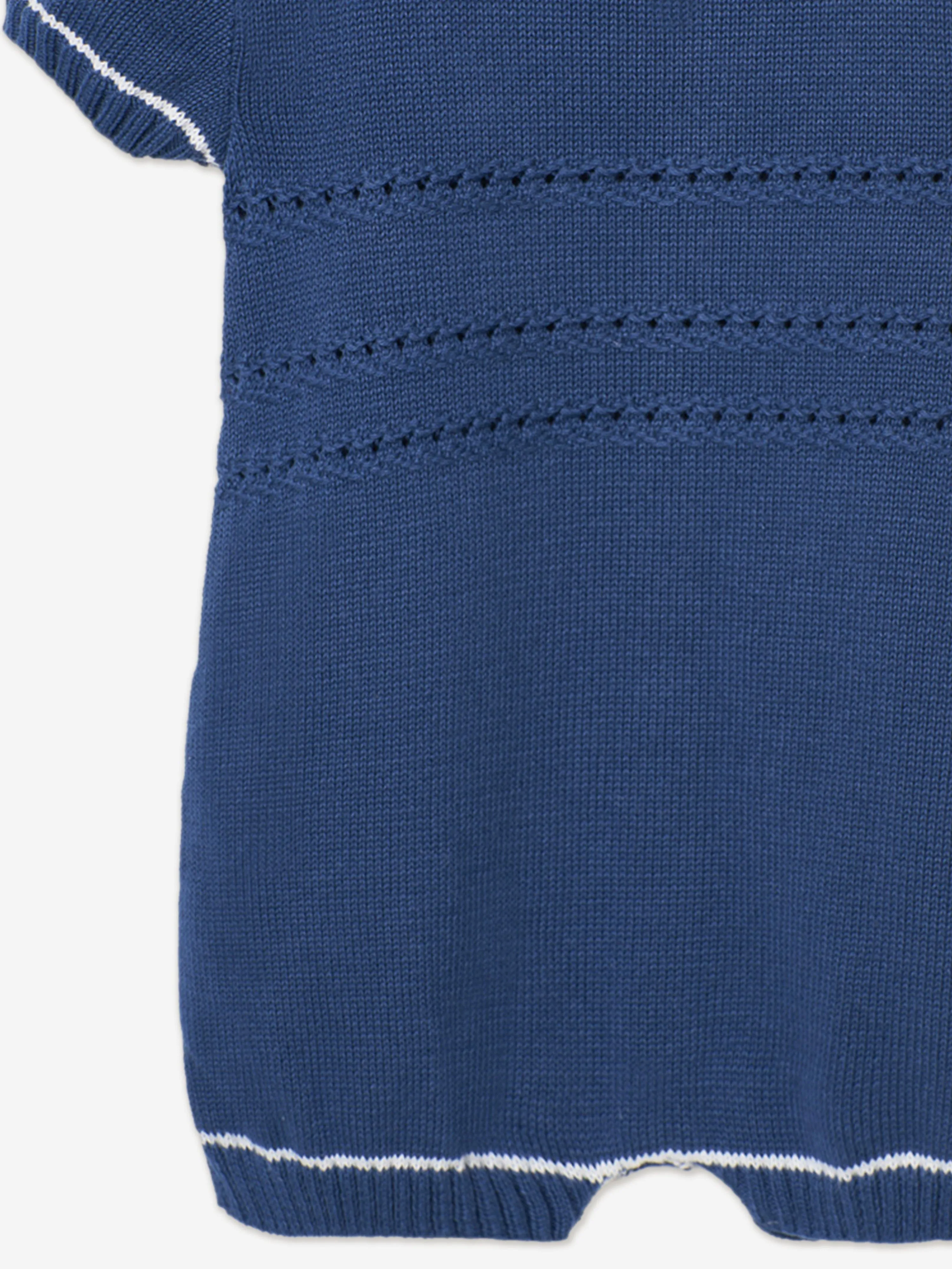 Grenouillère tricotée pour bébé garçon en bleu
