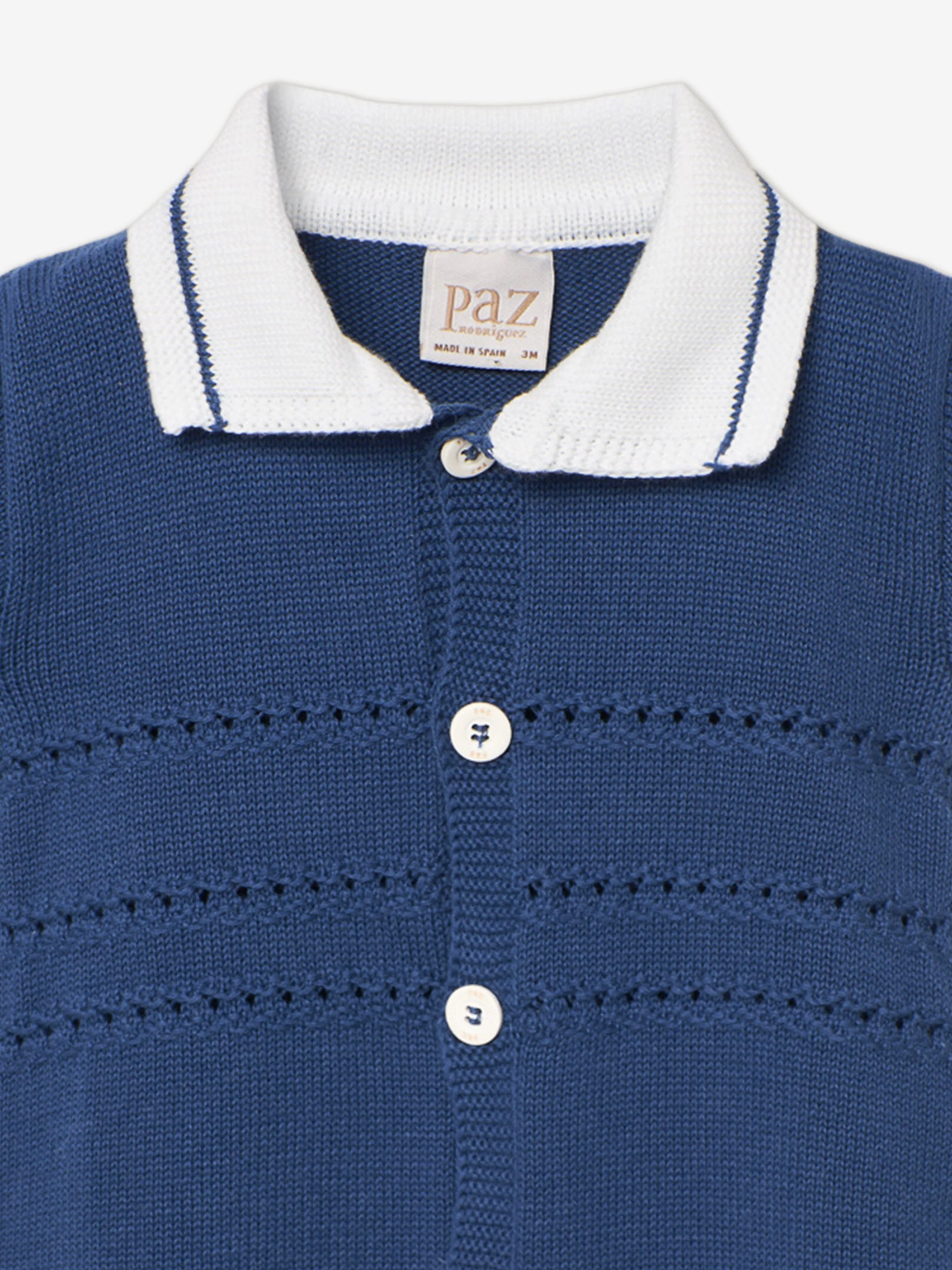 Grenouillère tricotée pour bébé garçon en bleu