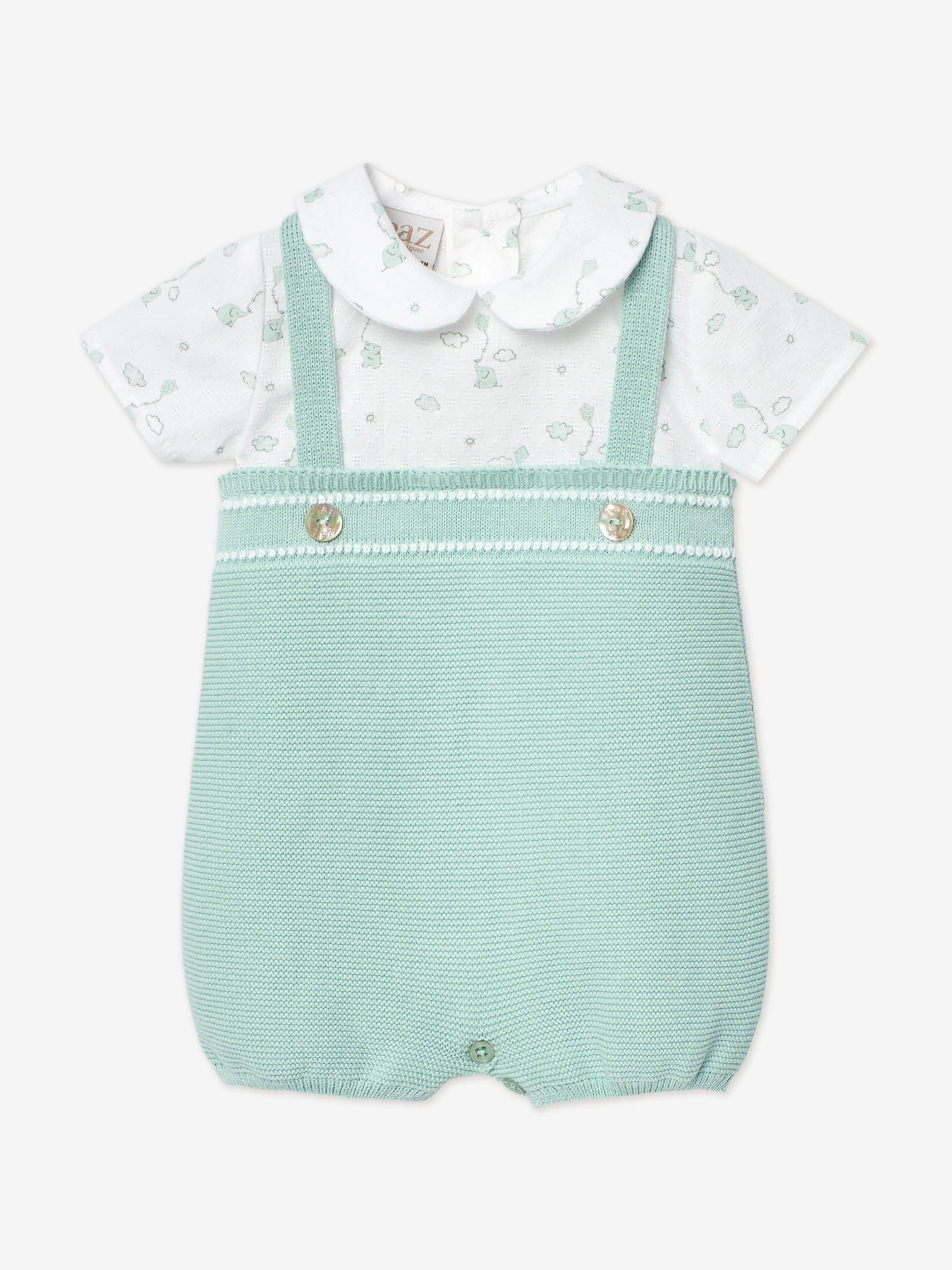 Grenouillère tricotée pour bébé garçon en vert