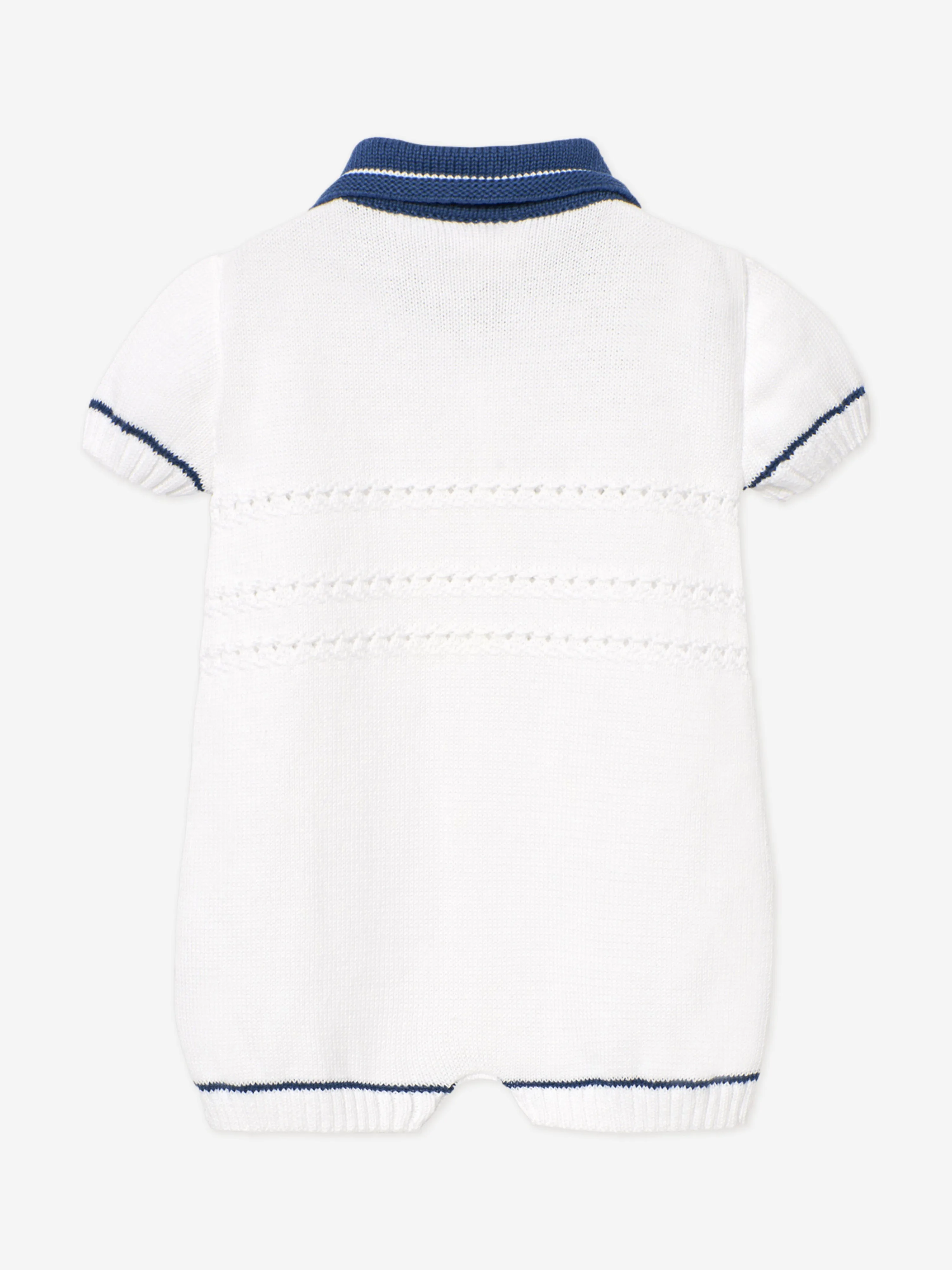 Barboteuse tricotée pour bébé garçon en blanc