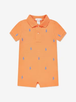 Baby Boys Logo Romper in Orange