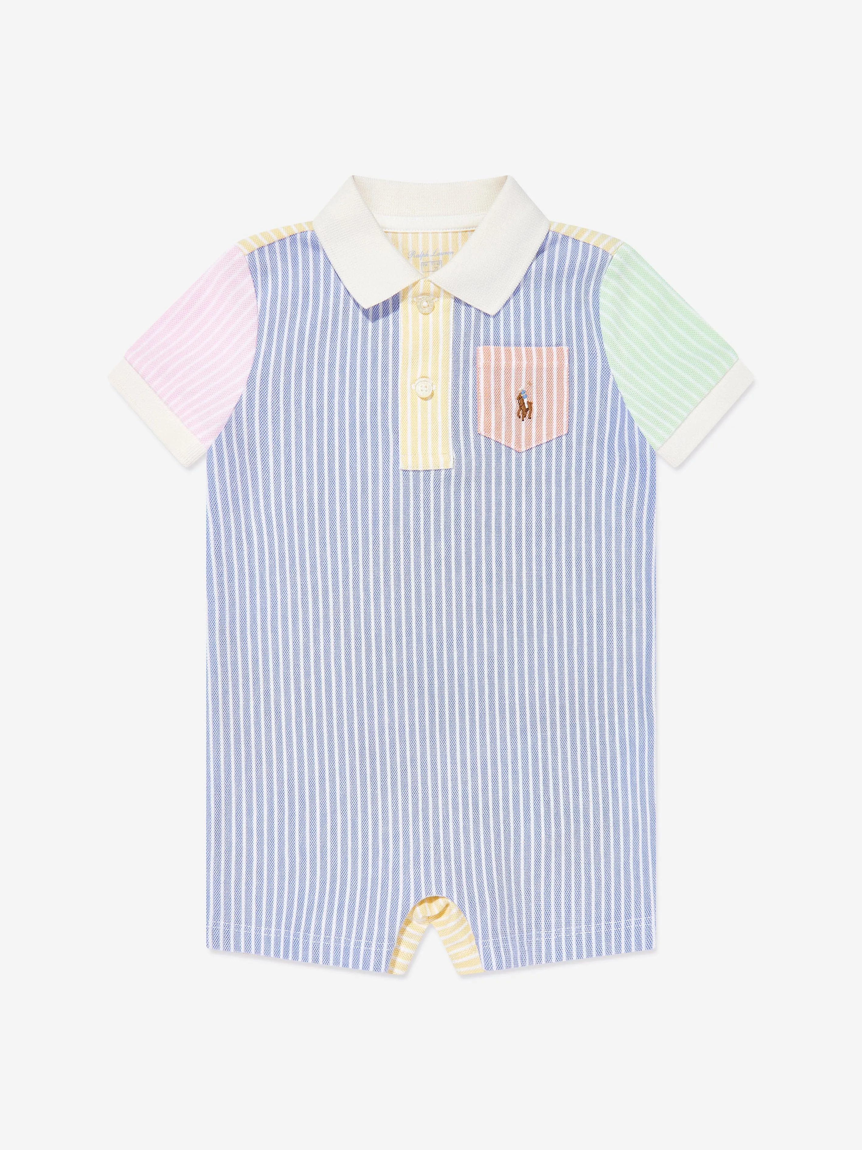 Grenouillère rayée avec logo pour bébé garçon en bleu
