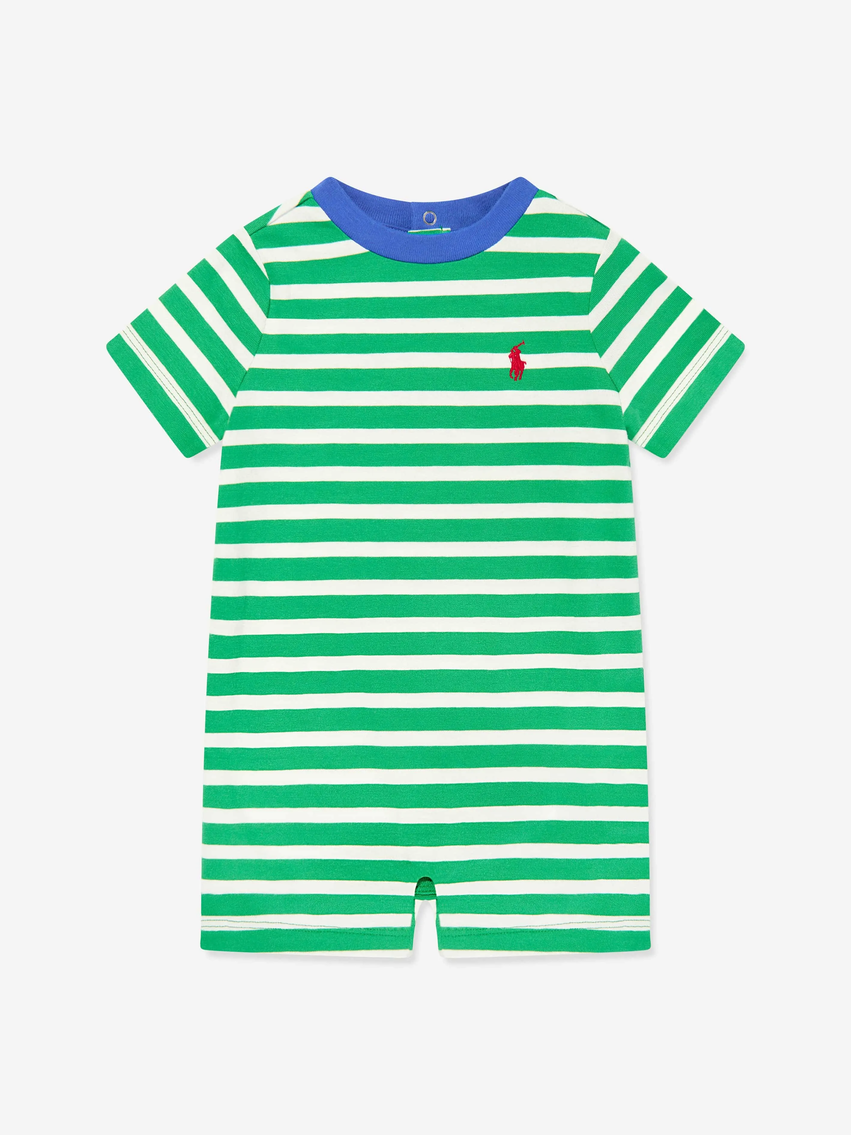 Grenouillère rayée avec logo pour bébé garçon en vert