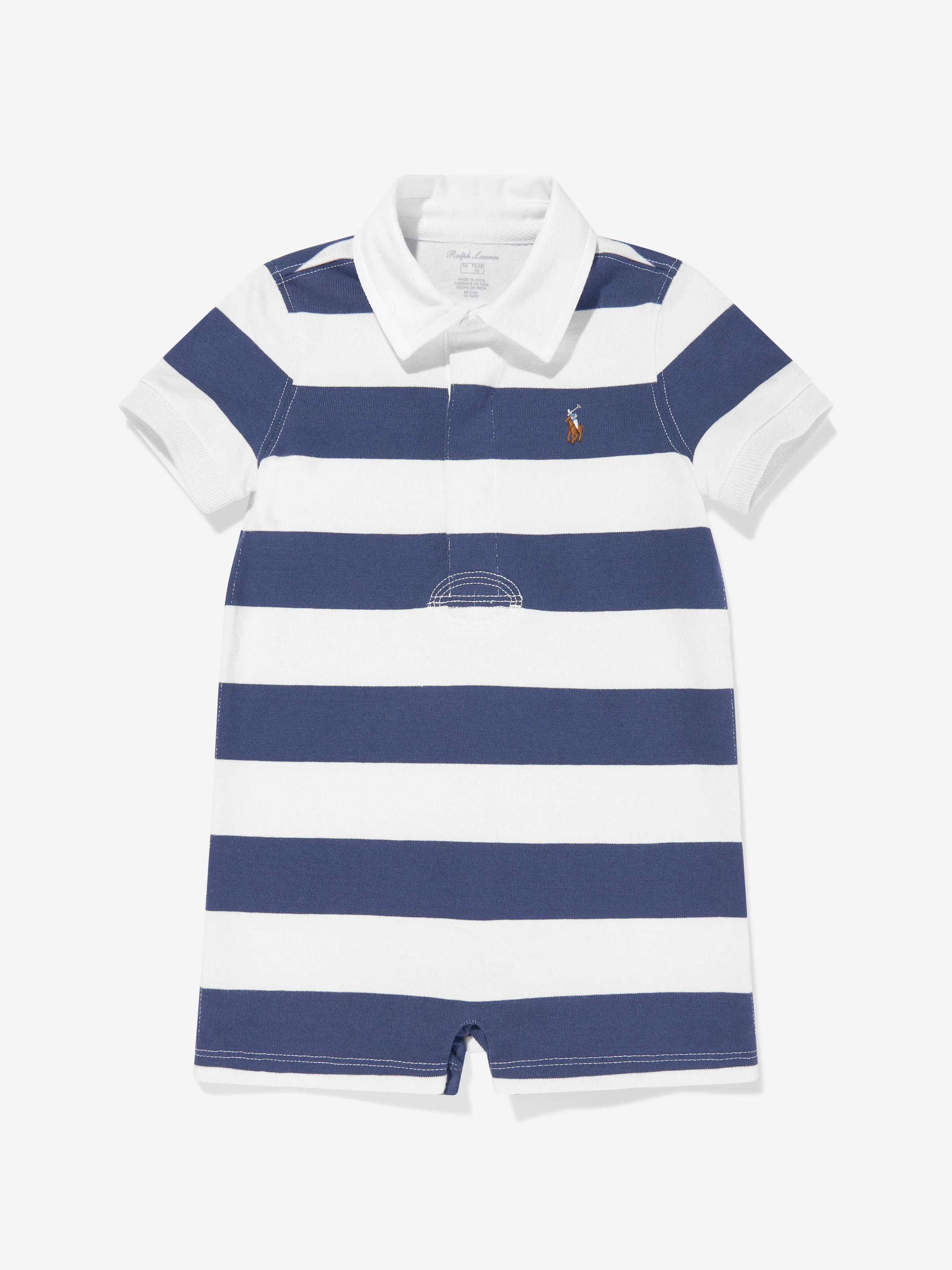 Grenouillère Rugby Rayée pour Bébé Garçon en Bleu Marine