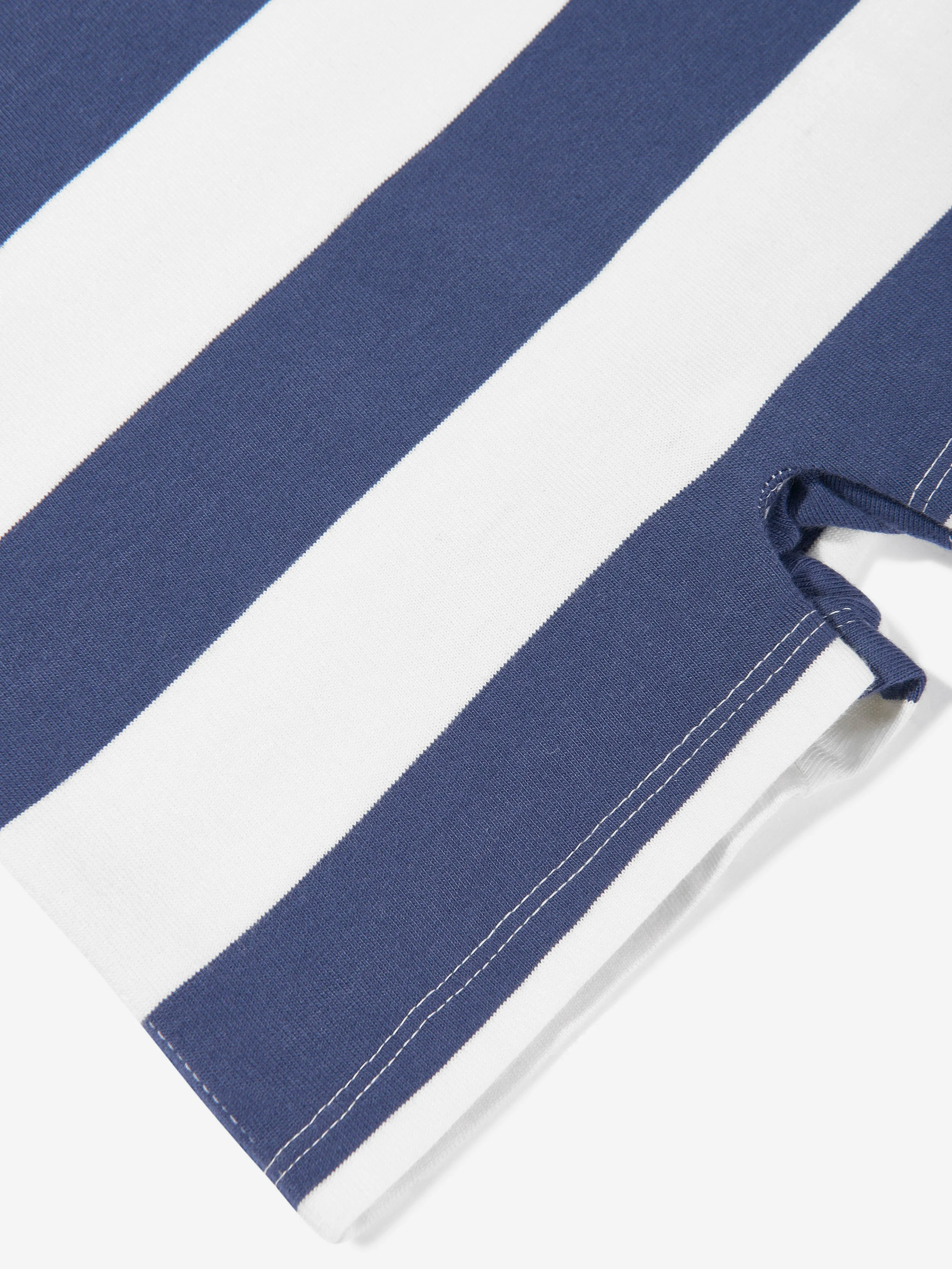 Grenouillère Rugby Rayée pour Bébé Garçon en Bleu Marine