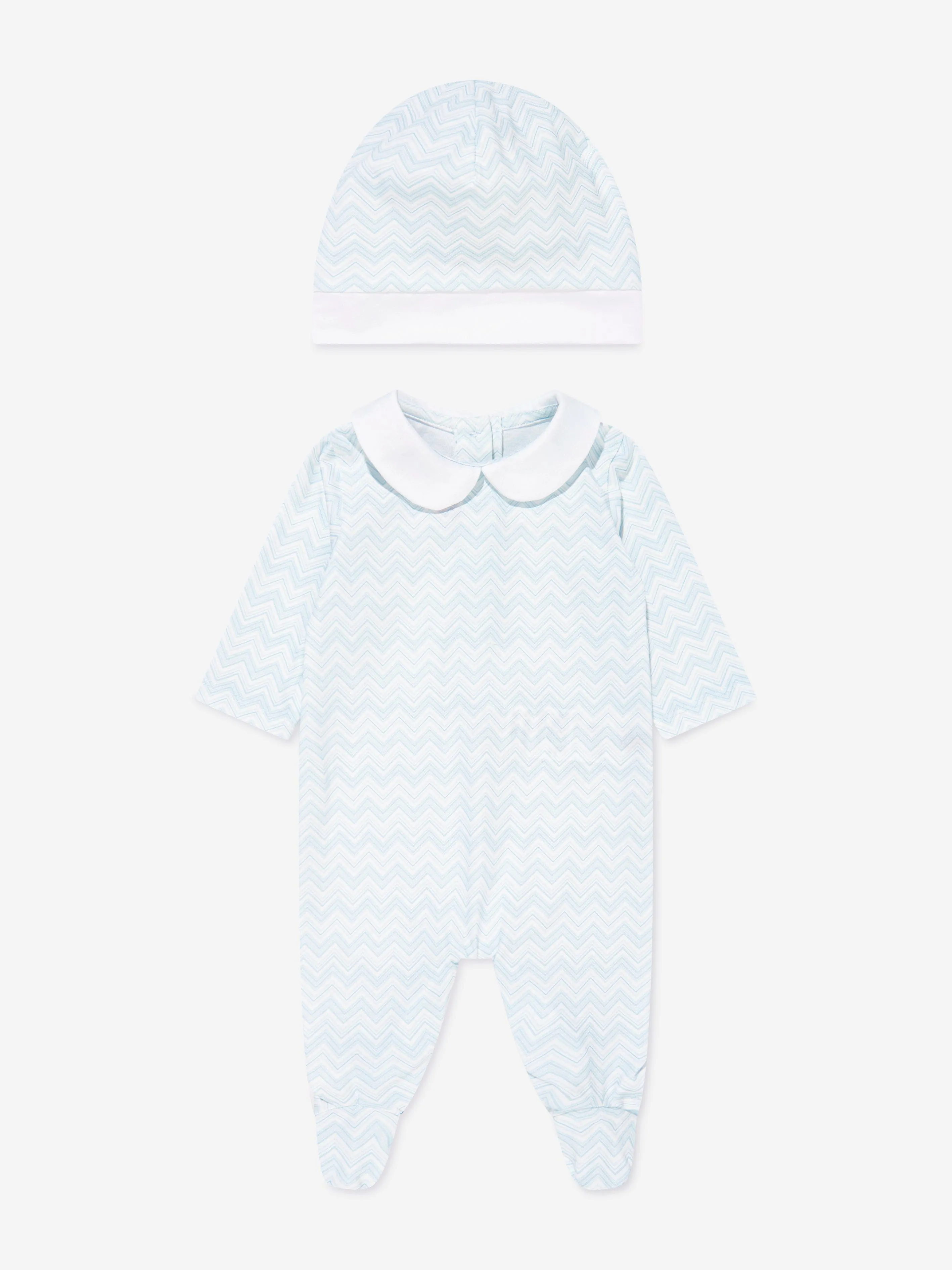 Ensemble de grenouillère zigzag pour bébé garçon en bleu