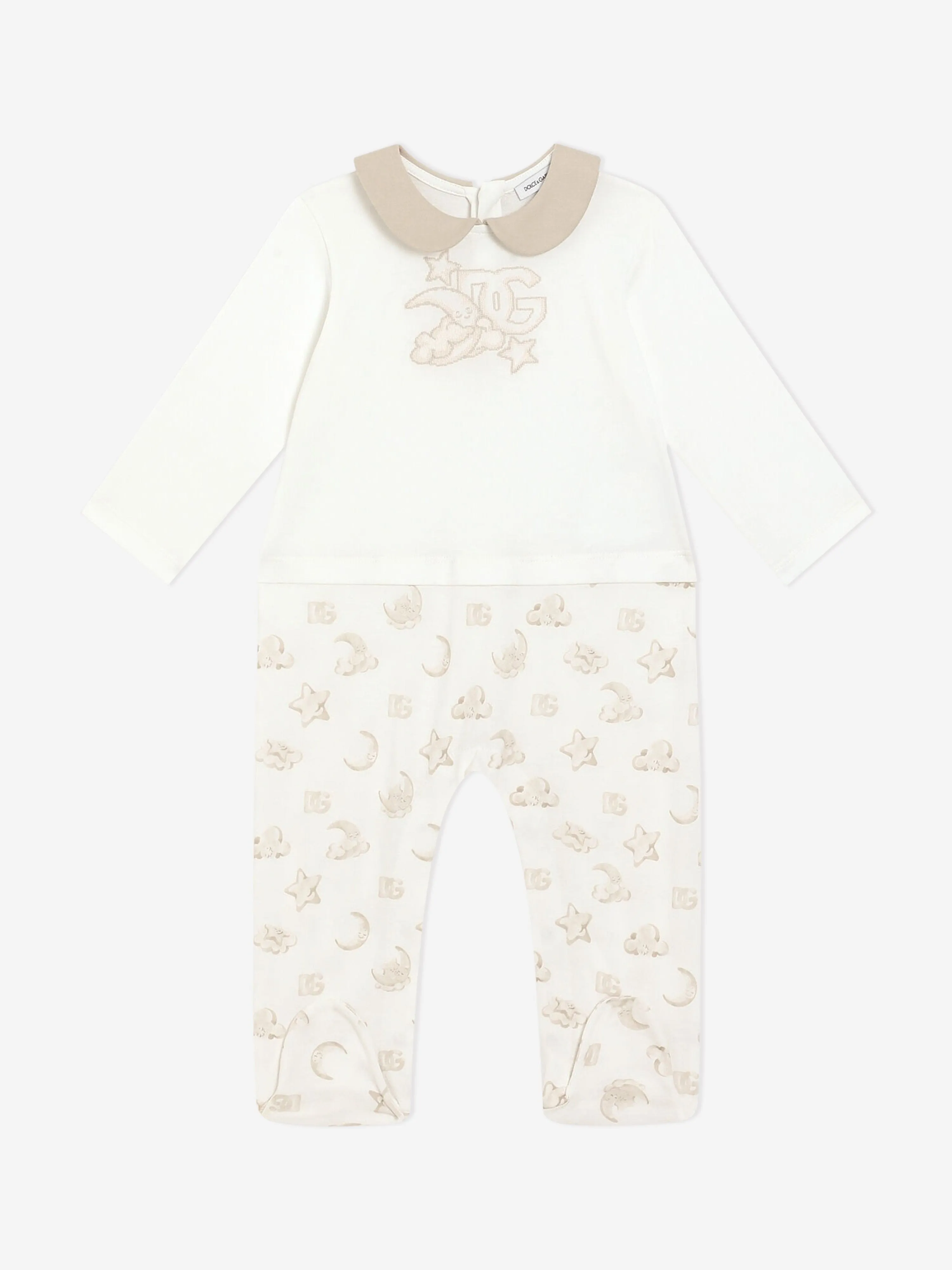 Ensemble de grenouillère bébé avec logo brodé en ivoire
