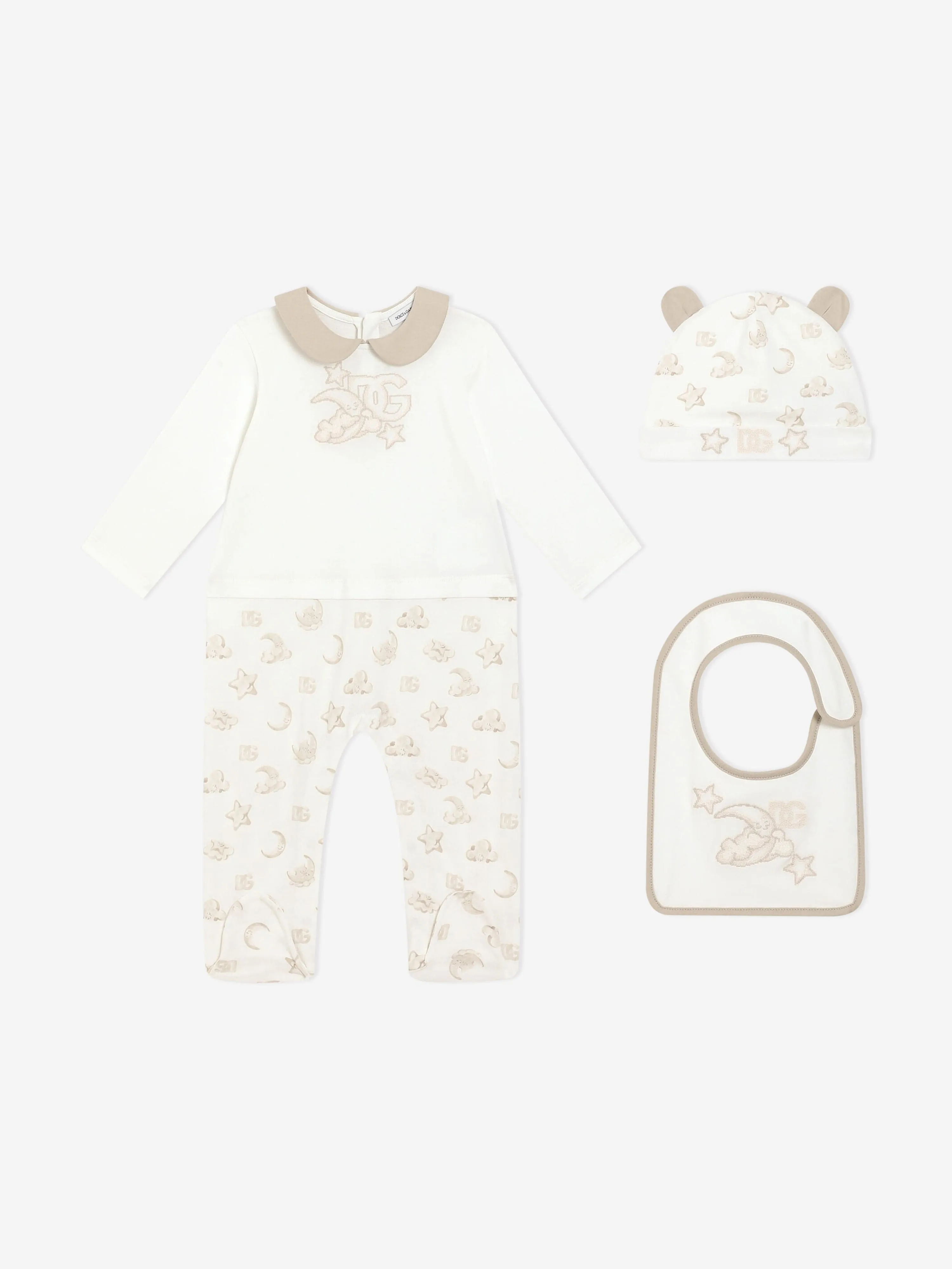 Ensemble de grenouillère bébé avec logo brodé en ivoire