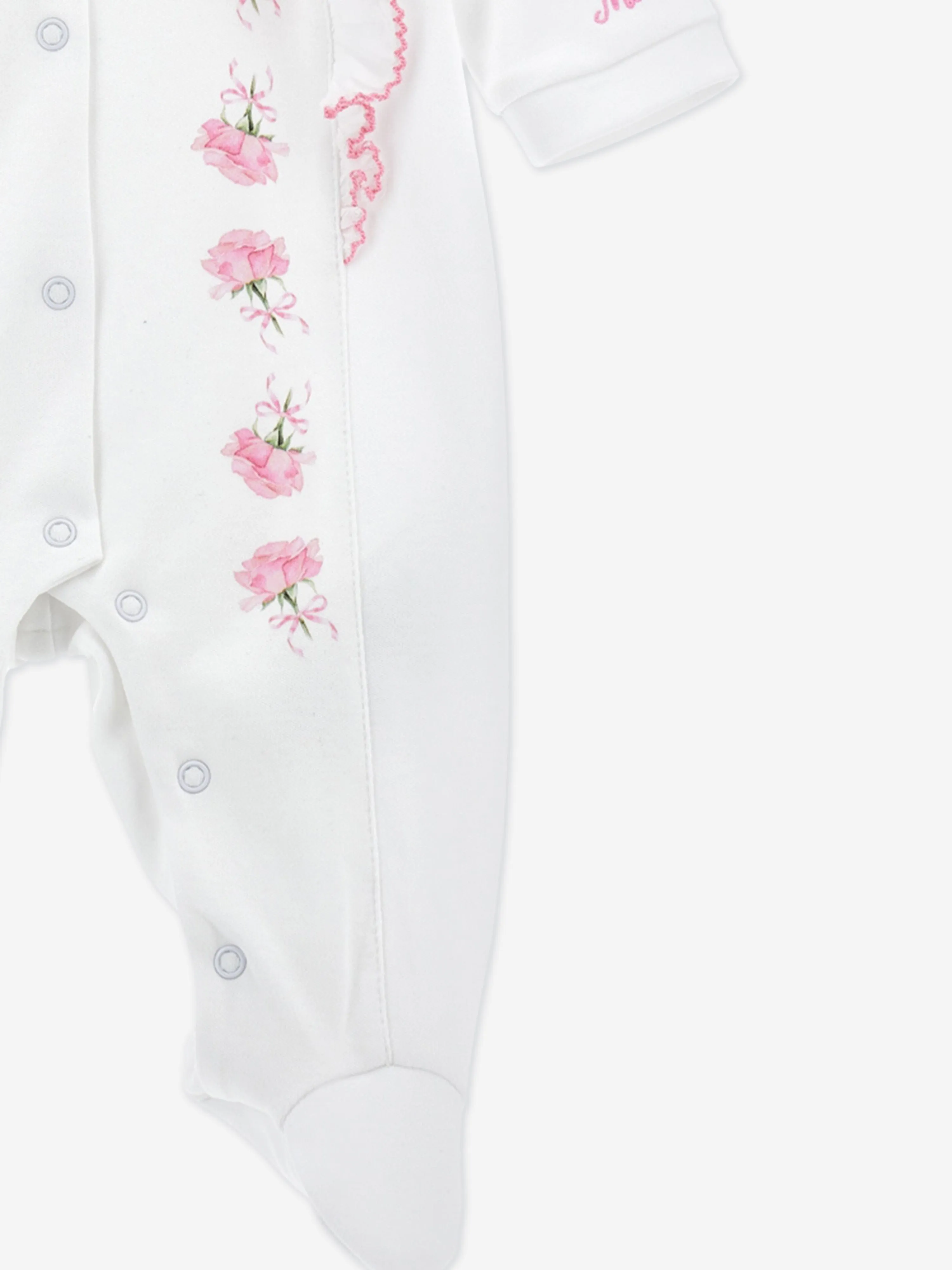Grenouillère Rose pour Bébé Fille en Blanc