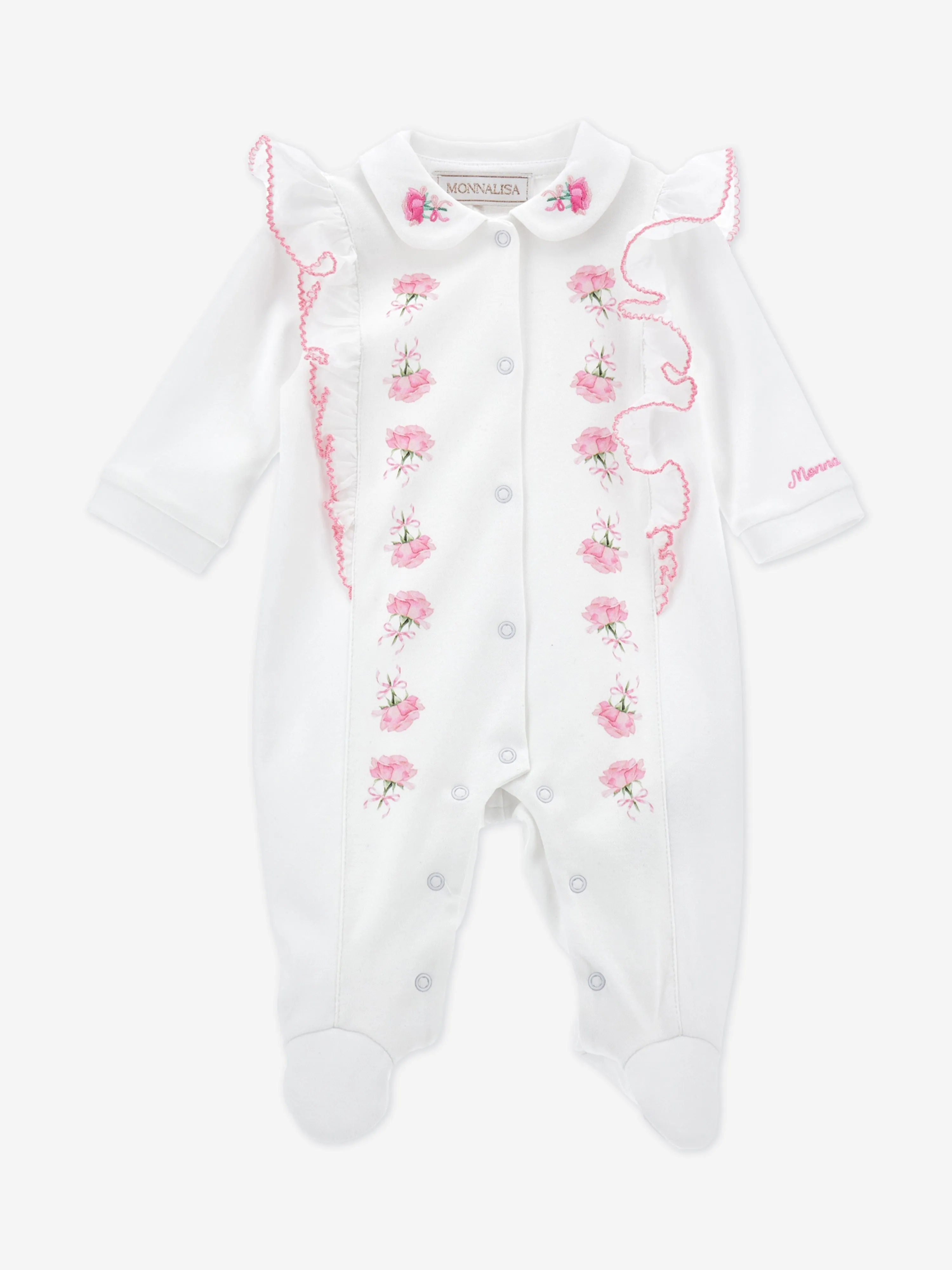 Grenouillère Rose pour Bébé Fille en Blanc