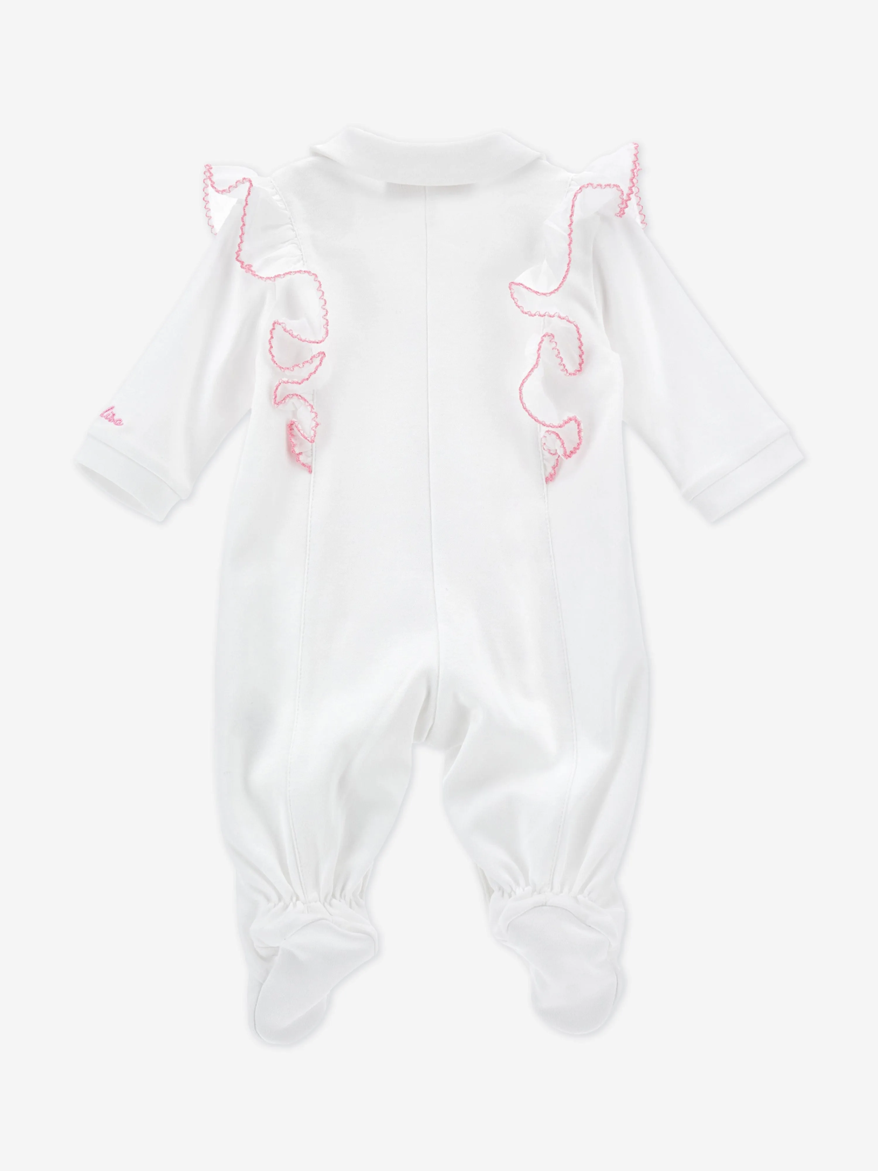 Grenouillère Rose pour Bébé Fille en Blanc