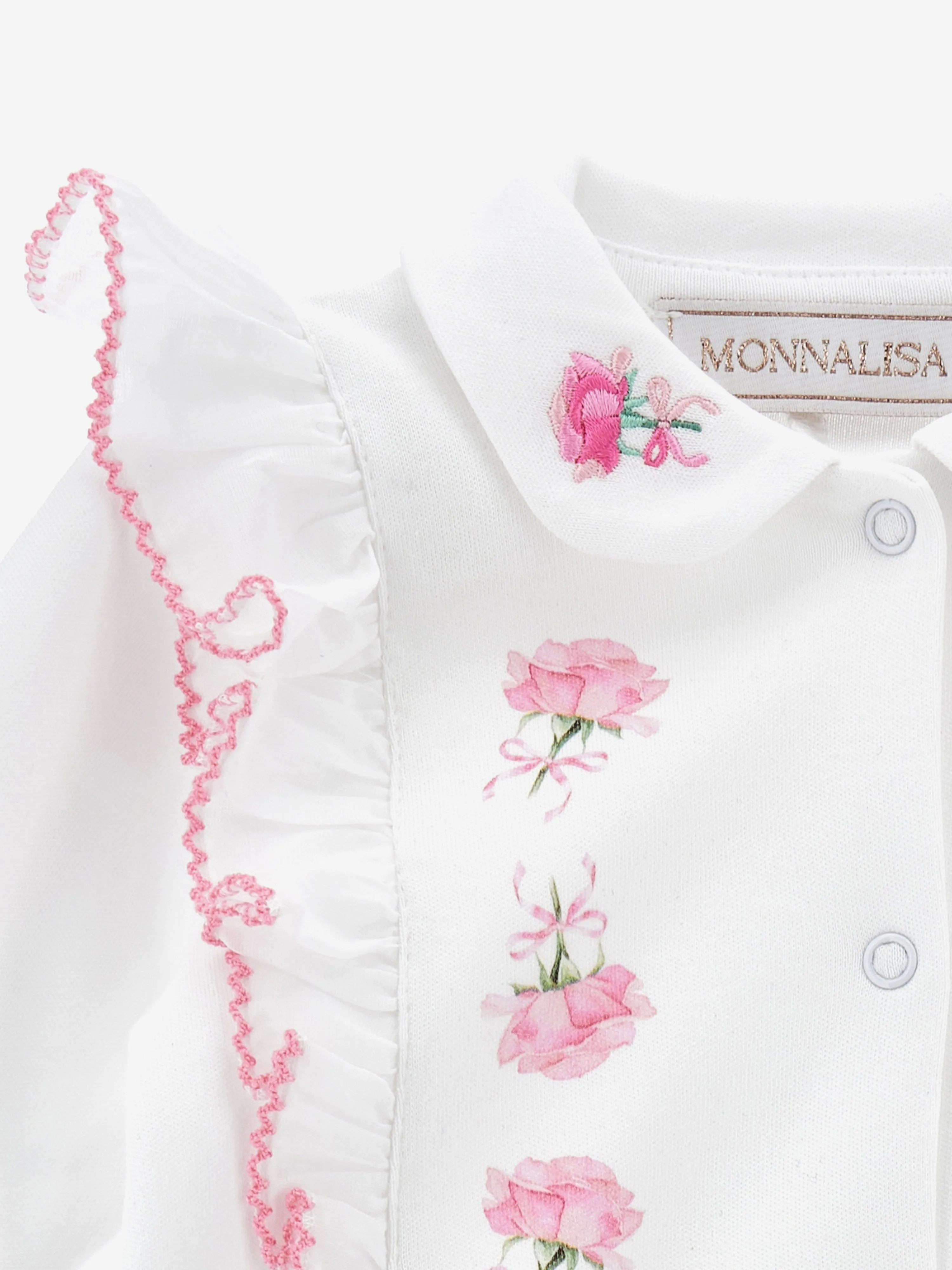 Grenouillère Rose pour Bébé Fille en Blanc