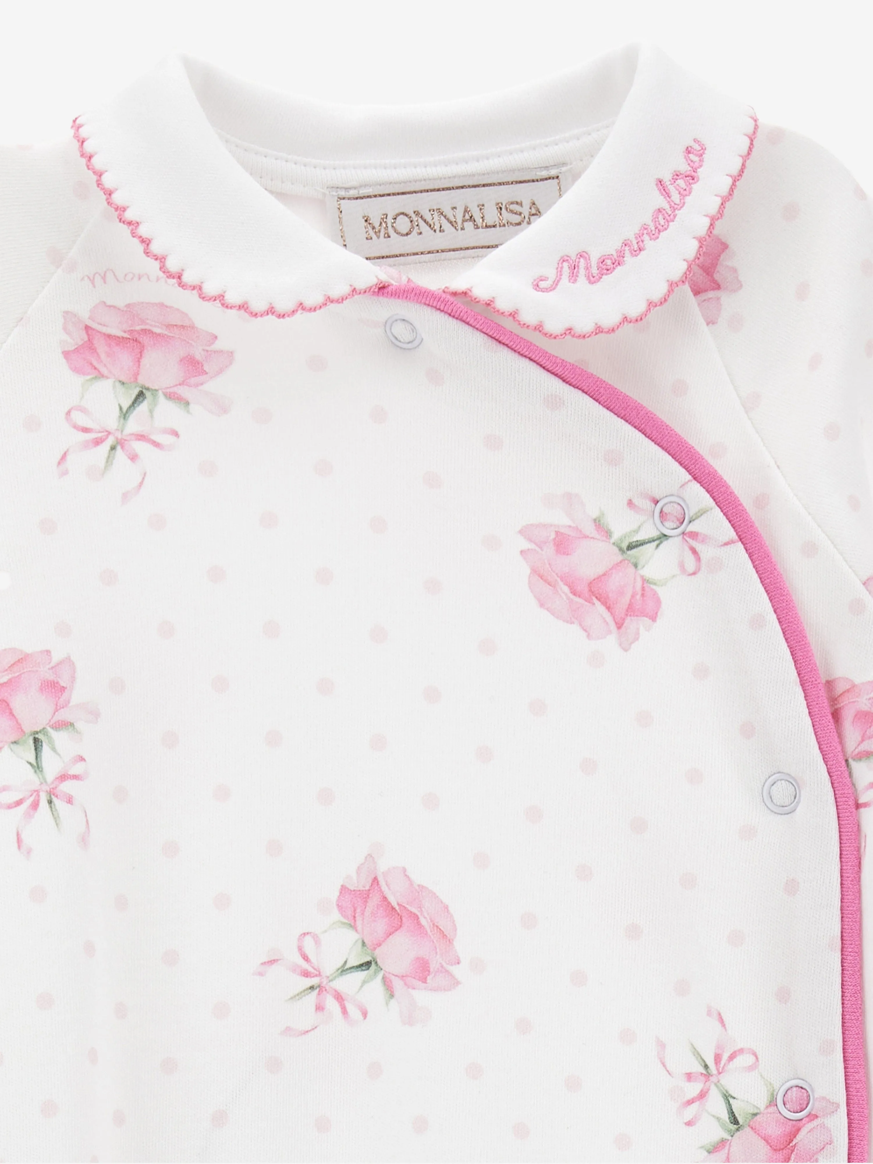 Grenouillère à imprimé rose pour bébé fille en blanc