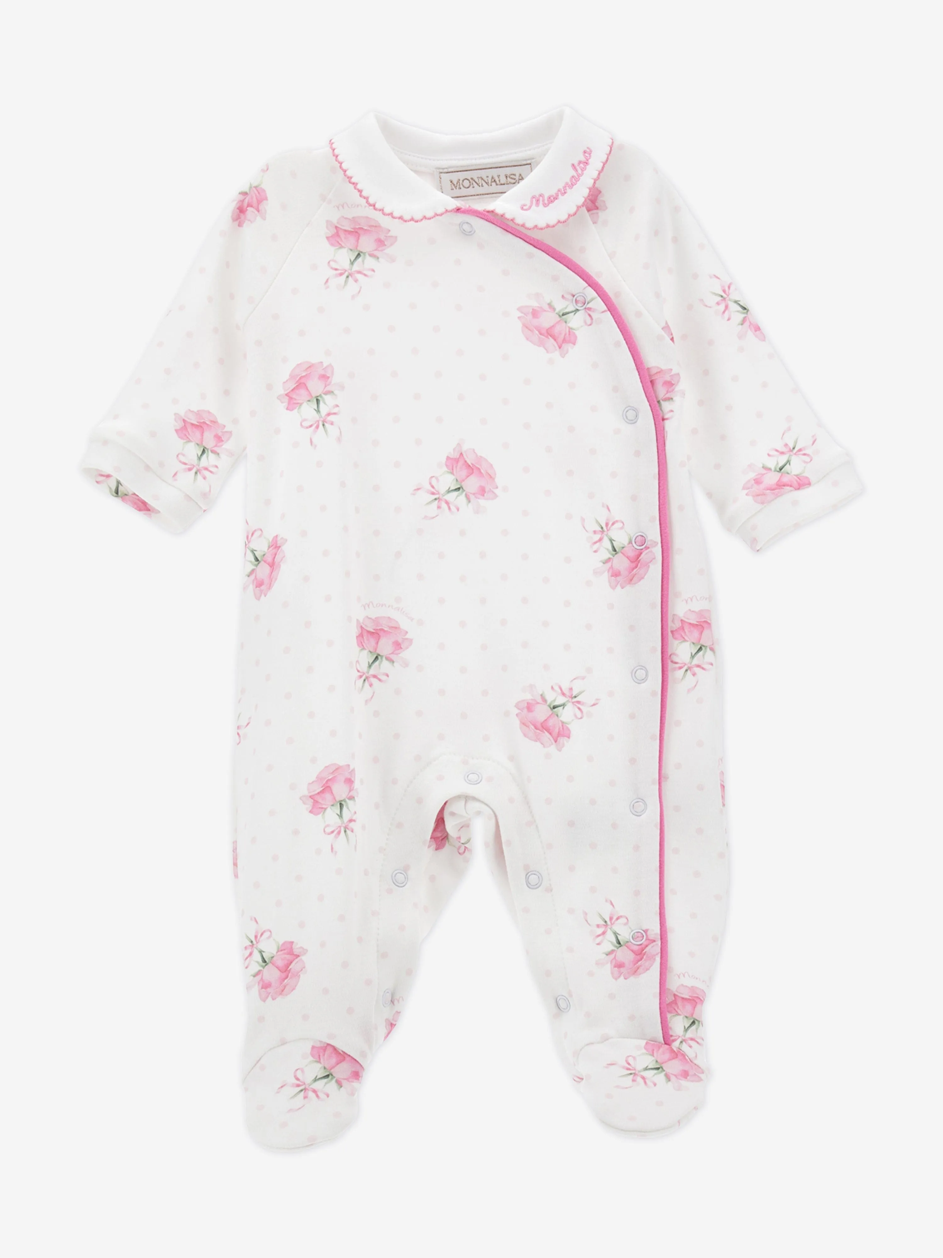 Grenouillère à imprimé rose pour bébé fille en blanc
