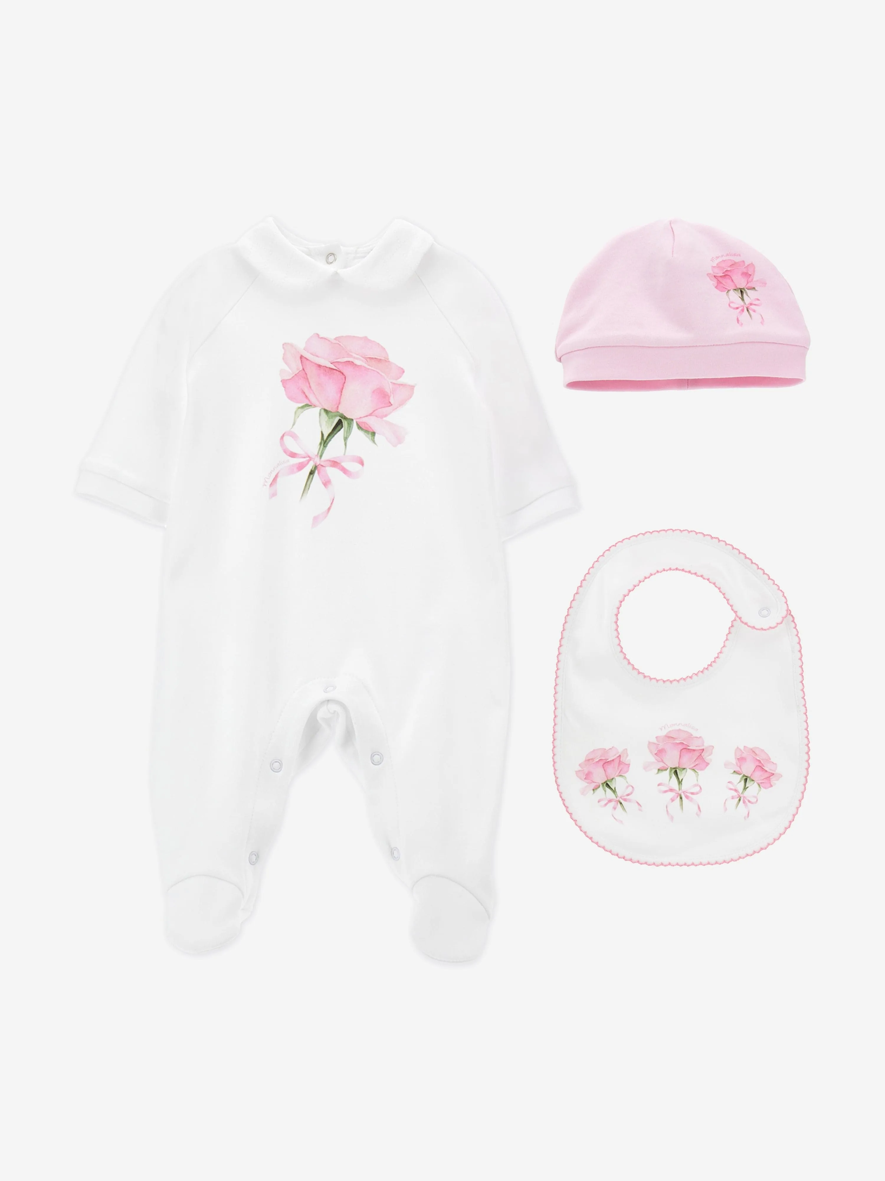 Ensemble de grenouillère à imprimé rose pour bébé fille en blanc