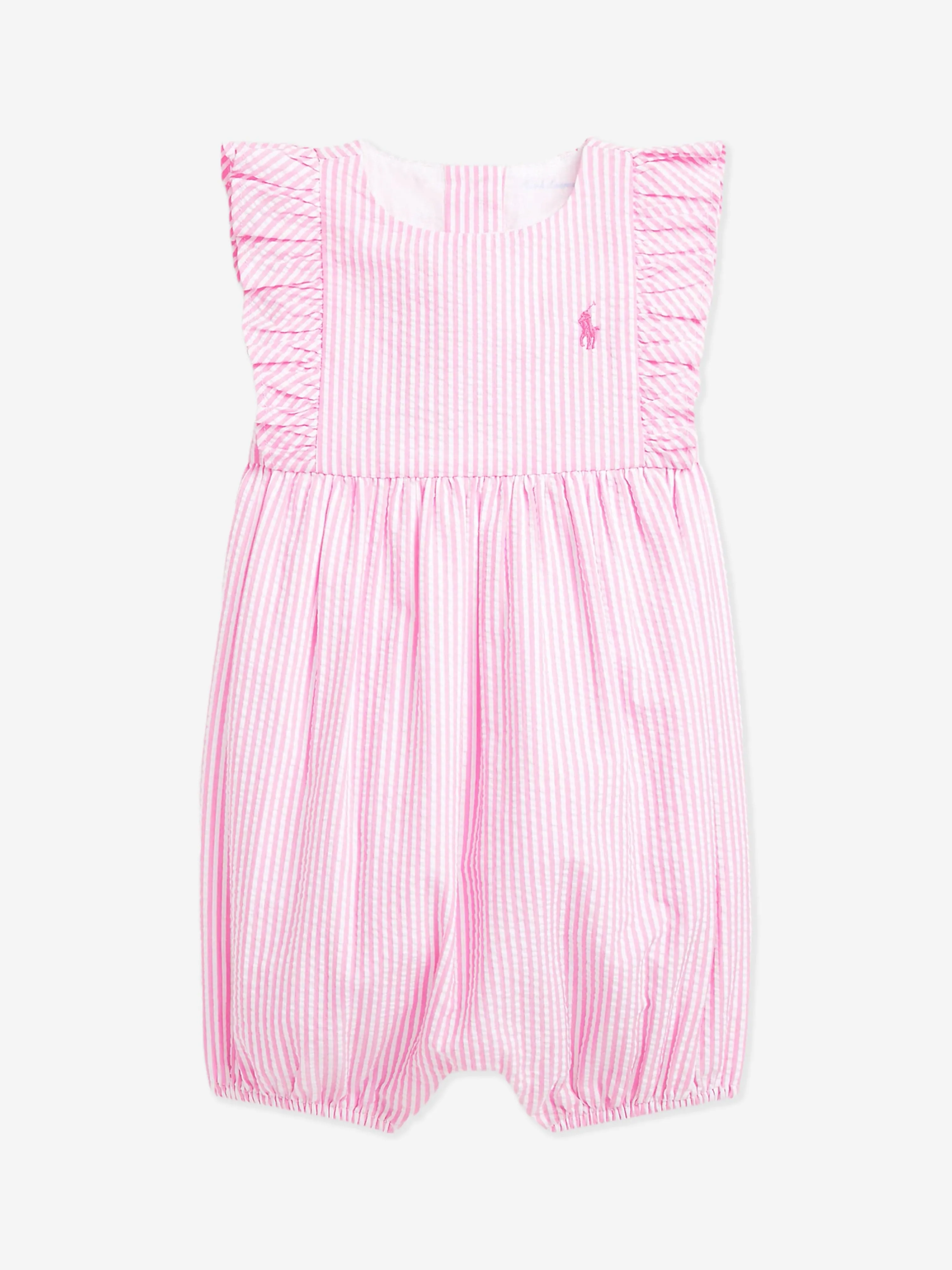 Barboteuse à rayures pour bébé fille en rose